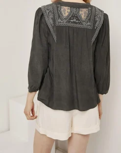 See u Soon Chemises|Chemise fluide 100% Bambou Rose noir délavé