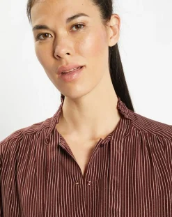 Galeries Lafayette Chemises|Chemise fluide col lavallière Gemma marron