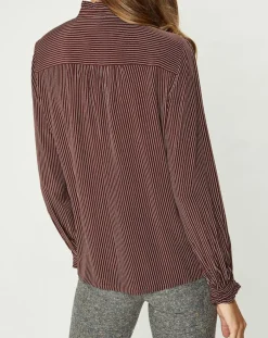 Galeries Lafayette Chemises|Chemise fluide col lavallière Gemma marron