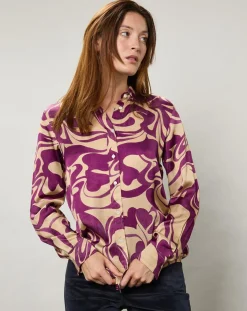 Hartford Chemises|Chemise fluide Coraz imprimée violette