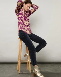 Hartford Chemises|Chemise fluide Coraz imprimée violette