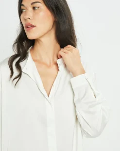 Lauren Vidal Chemises|Chemise fluide satinée Jena écrue