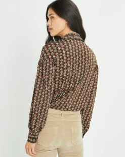 Lauren Vidal Chemises|Chemise fluide Store imprimée forest kaki/marron