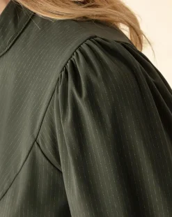 Indies Chemises|Chemise Gyptis kaki rayure dorée