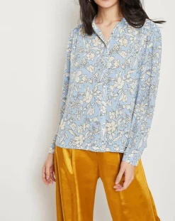 Suncoo Chemises|Chemise Lara fleurie bleu/blanc cassé