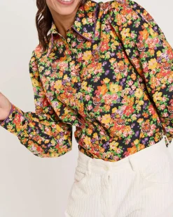 Manoush Chemises|Chemise Liberty Fauve imprimée noir/multicolore