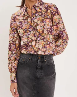 Manoush Chemises|Chemise Liberty Fauve imprimée cerise noire/multicolore