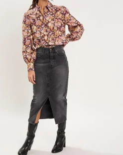 Manoush Chemises|Chemise Liberty Fauve imprimée cerise noire/multicolore