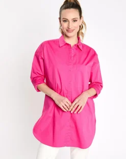 Esprit Chemises|Chemise manches longues poches oversize rose vif