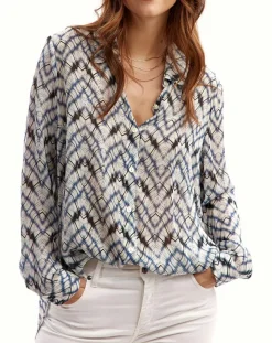 Lauren Vidal Chemises|Chemise Mia indigo/écru