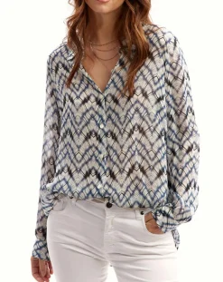 Lauren Vidal Chemises|Chemise Mia indigo/écru