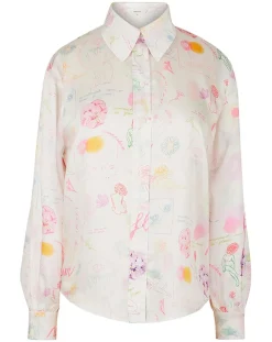 Manoush Chemises|Chemise Natacha Croquis imprimée écrue