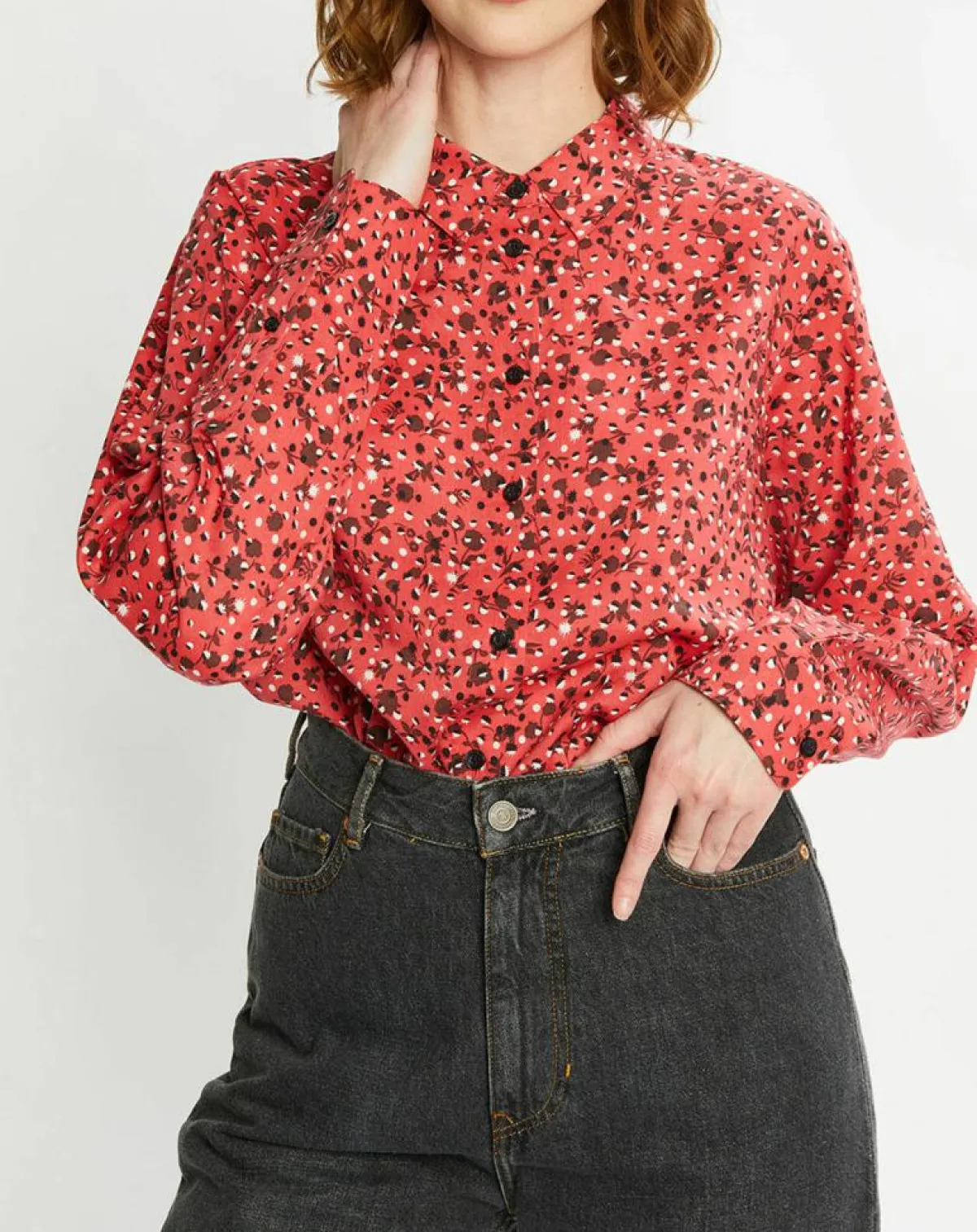 Scotch & Soda Chemises|Chemise Oversize en Coton Bio mélangé imprimée rouge