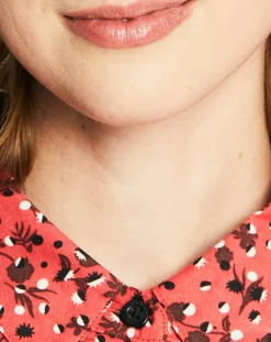 Scotch & Soda Chemises|Chemise Oversize en Coton Bio mélangé imprimée rouge