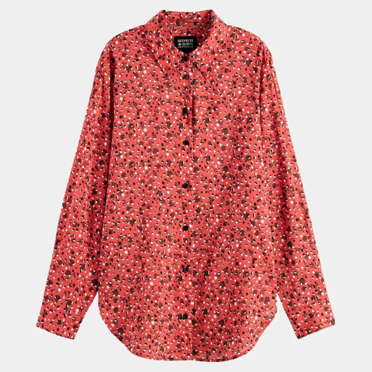 Scotch & Soda Chemises|Chemise Oversize en Coton Bio mélangé imprimée rouge