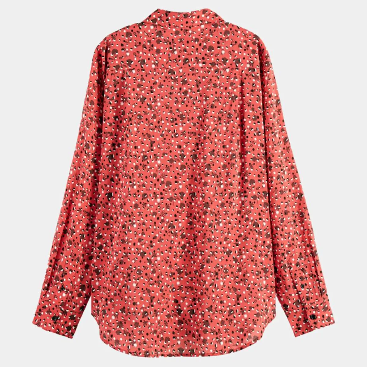 Scotch & Soda Chemises|Chemise Oversize en Coton Bio mélangé imprimée rouge