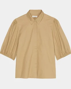 Marc O'Polo Chemises|Chemise paperbag pinces manches 3/4 beige