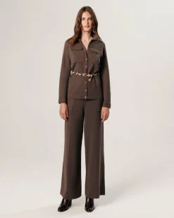 Rodier Chemises|Chemise Rachida poches poitrine marron havane