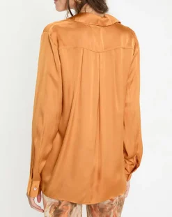 Lauren Vidal Tops Et Blouses|Chemise satinée Must cannelle