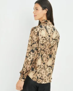 Lauren Vidal Chemises|Chemise satinée Store écorce dorée