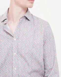 Hartford Chemises|Chemise Slim Fit Sammy imprimée beige/bleu/rouge