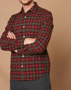 Hartford Chemises|Chemise Slim Storm rouge/noir/écru/camel/gris
