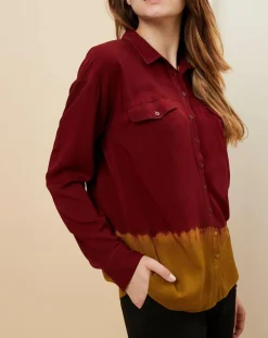 Idano Chemises|Chemise Teophane Bicolore bordeaux