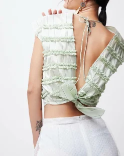 John Galliano Tops Et Blouses|Crop-Top en Coton & Soie Alice vert clair