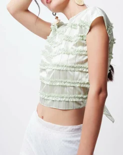 John Galliano Tops Et Blouses|Crop-Top en Coton & Soie Alice vert clair