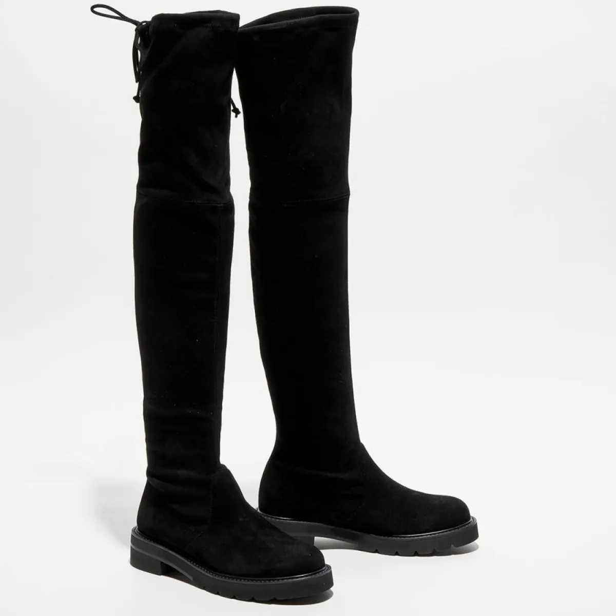 Stuart Weitzman Bottes|Cuissardes en Velours de Cuir Lowland Lift noires