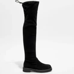 Stuart Weitzman Bottes|Cuissardes en Velours de Cuir Lowland Lift noires