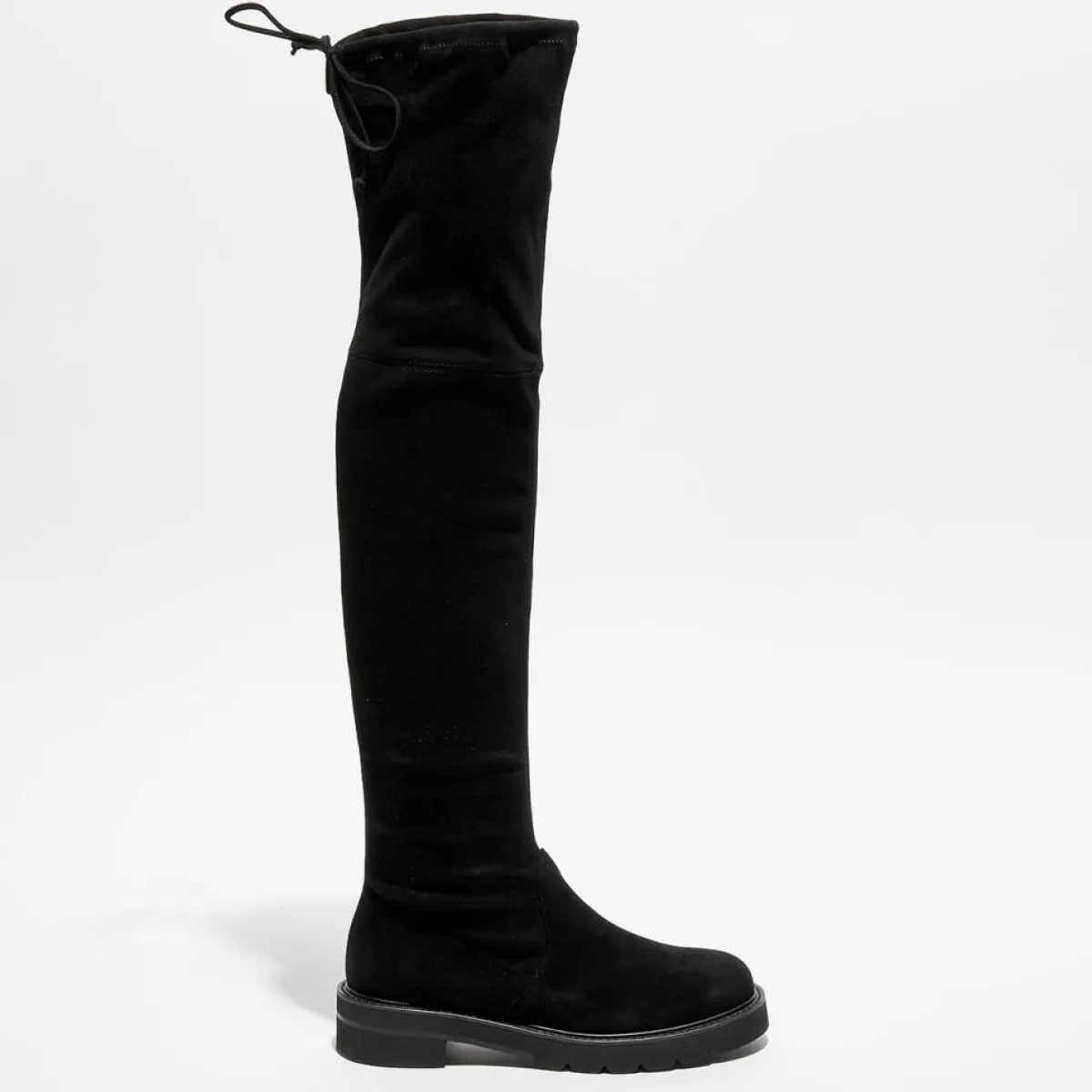 Stuart Weitzman Bottes|Cuissardes en Velours de Cuir Lowland Lift noires