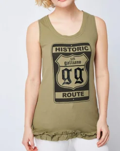 John Galliano T-Shirts|Débardeur à motif kaki/noir