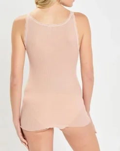 Mare Lingerie, Nuit|Débardeur bretelles fines contours dentelle rose