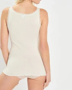 Mare Lingerie, Nuit|Débardeur bretelles fines contours dentelle blanc