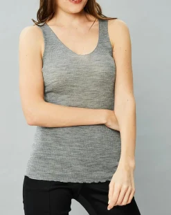 Mare Lingerie, Nuit|Débardeur Célia en Laine & Soie gris