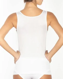 Mare Tops Et Blouses|Débardeur Dora en Coton avec dentelle blanc