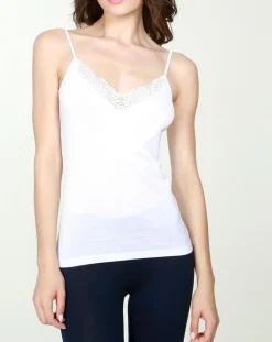 Mare Lingerie, Nuit|Débardeur en Coton fines bretelles blanc