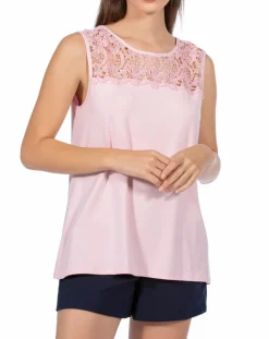 Mare Tops Et Blouses|Débardeur en dentelle larges bretelles rose