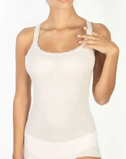 Mare T-Shirts|Débardeur fines bretelles en Laine mélangée ivoire