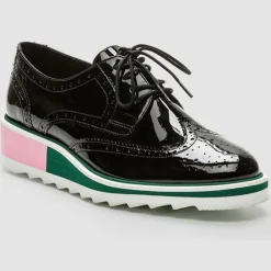 Cosmoparis Derbies|Derbies en Cuir Vernis Vallea noires - Talon 5 cm