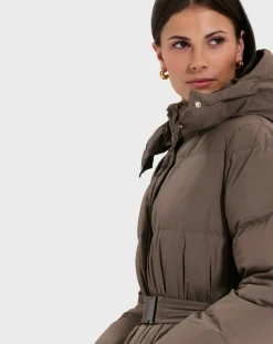 Zapa Manteaux|Doudoune ceinturée Dilek kaki marron