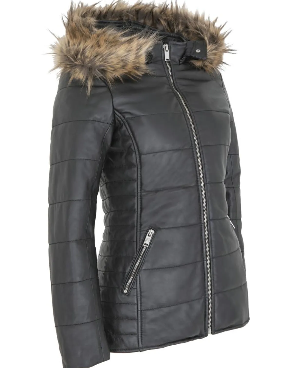 Chyston Manteaux|Doudoune en Cuir d'Agneau Clarence noire