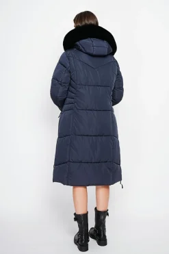 Assuili Manteaux|Doudoune longue bleu nuit