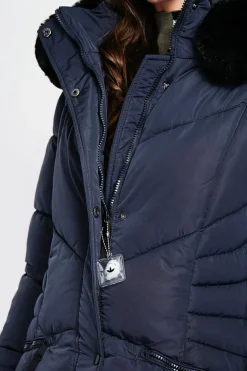 Assuili Manteaux|Doudoune longue bleu nuit