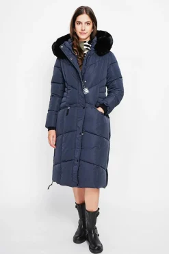 Assuili Manteaux|Doudoune longue bleu nuit