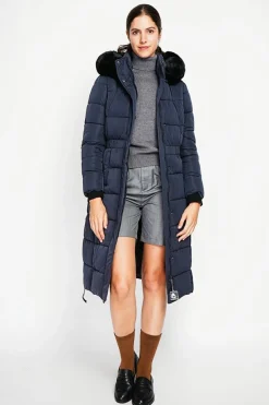 Assuili Manteaux|Doudoune longue bleu nuit