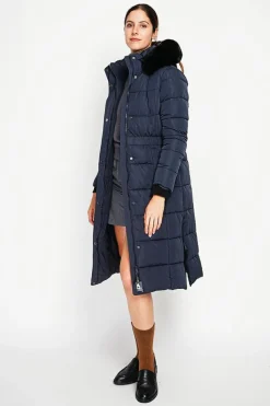 Assuili Manteaux|Doudoune longue bleu nuit