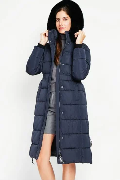 Assuili Manteaux|Doudoune longue bleu nuit