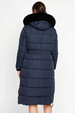 Assuili Manteaux|Doudoune longue bleu nuit